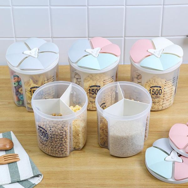 

storage bottles & jars whole grains divided grid transparent sealed tank kitchen household dry preservation box jar