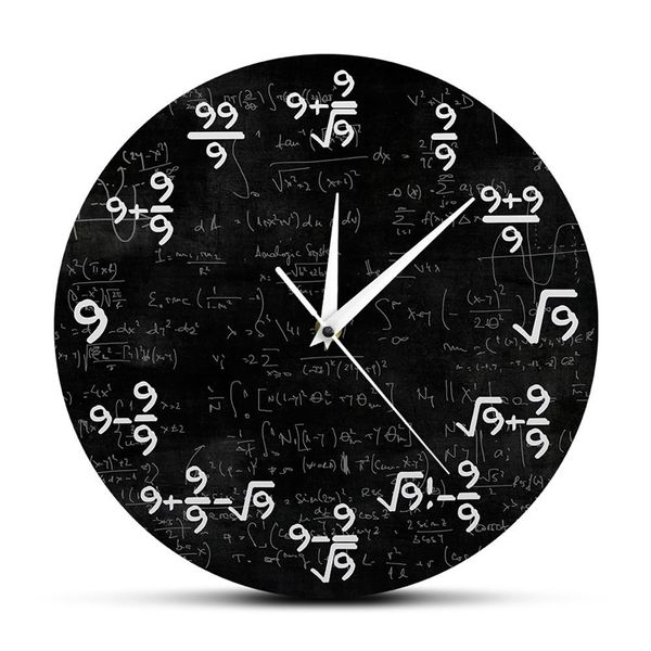 Mathe-Gleichung, die Neunen-Mathe-Wanduhr, die Uhr der 9er-Formeln, moderne Wandbehang-Uhr, mathematisches Klassenzimmer, Wandkunst-Dekor 210325