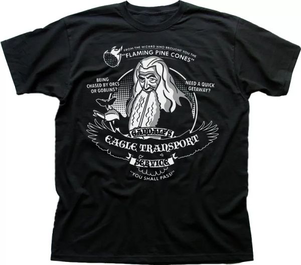 

lotr gandalf inspired fireworks express eagle black t-shirt fn9811, White;black
