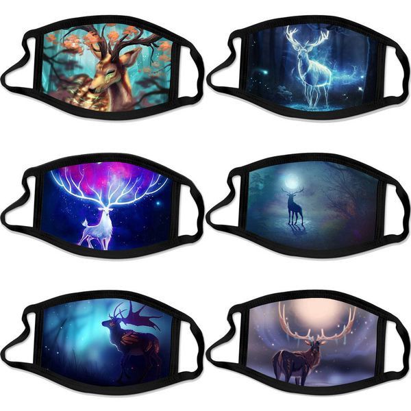 

3d christmas elk printed mask glare cotton with filter bag