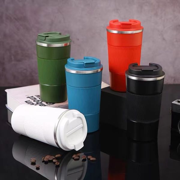 

12.9oz 17.2oz double stainless steel coffee thermos mug with non-slip case car vacuum flask travel insulated bottle