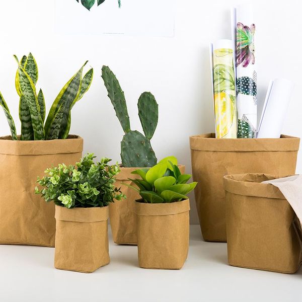 

planters & pots 4 size mini succulent plant pot reusable washable kraft paper flower creative multifunction home storage bag for desk decor