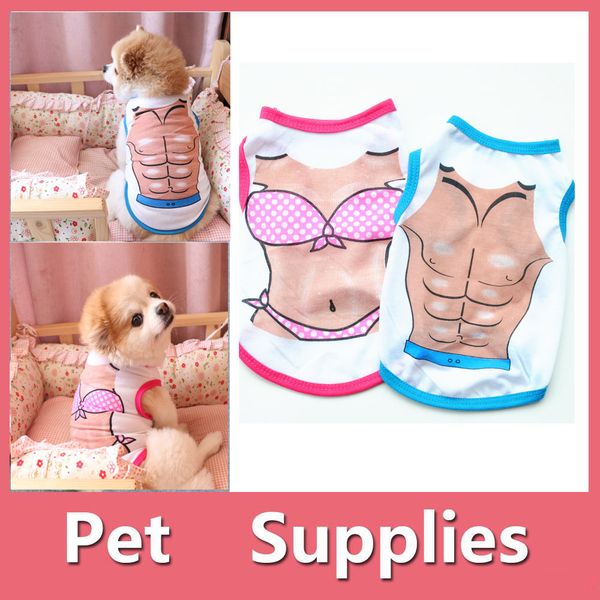 

DHL Free Dog Clothes Cheap Prices Supply  Purple Blue Vest T-Shirt Apparel Dogs Cat Sexy Clothing Size S Man Women Pet Supplies DHL, Mixed batch (message note)