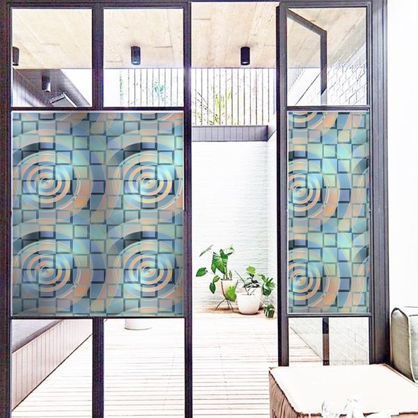 

window stickers european colorful retro geometry film glass opaque shading bedroom door decoration