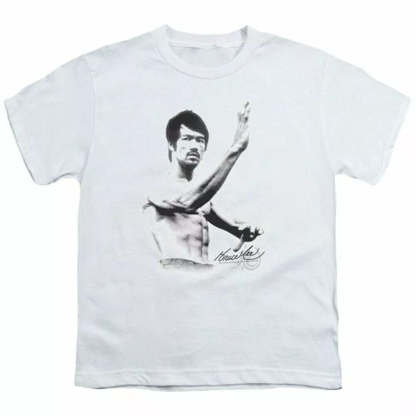 

Bruce Lee Serenity Kids Youth T Shirt Licensed Martial Arts Tee White, White;black