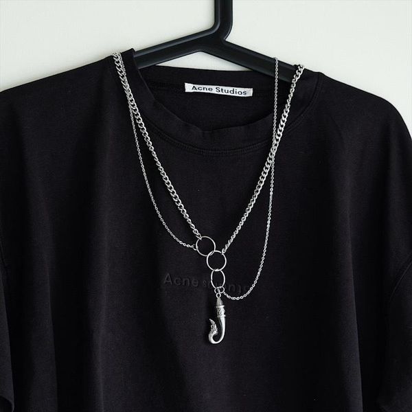 

chains double-deck necklace fashion punk link chain k-1357hd, Silver