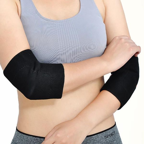 

elbow & knee pads magnetic therapy self-heating arm brace support belt tourmaline pain relief slimming weight loss strap bandage care, Black;gray