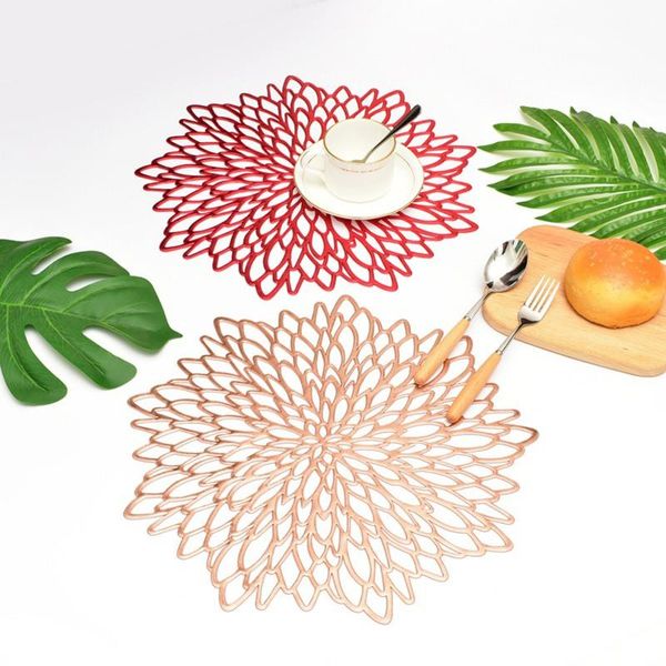 

table runner 1pcs pvc furong flower placemat coffee tea drink decoration mat kitchen accessories