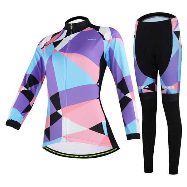 

racing sets 2021 pro women cycling clothing long sleeve spring autumn road bike clothes outdoor quick dry bicycle wear jersey set, Black;blue