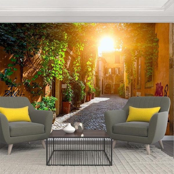 

wallpapers custom wall cloth rome city street landscape paper for 3d living room cafe background home decor painting