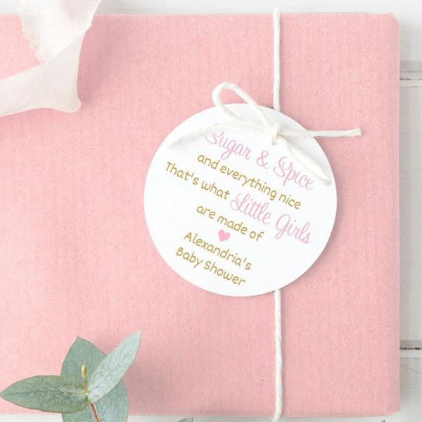 

greeting cards customize any text sugar and spice baby shower favor tags, personalize printing baptism birthday christening thank you gift t