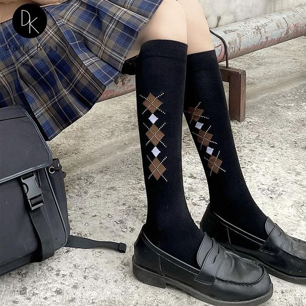 

socks & hosiery women japan school style harajuku winter simple knitted sweater jk uniforms anime student girls cosplay long, Black;white