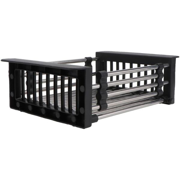 

1pc household drain basket stretchable rack kitchen storage (black) baskets