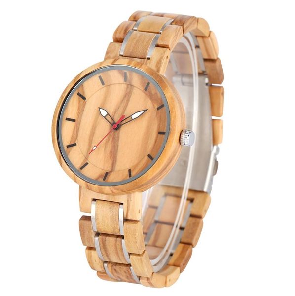 

wristwatches stainless steel band women wooden watches for men luminous pointers concise dial fashionable quartz wood wristwatc horloge dame, Slivery;brown