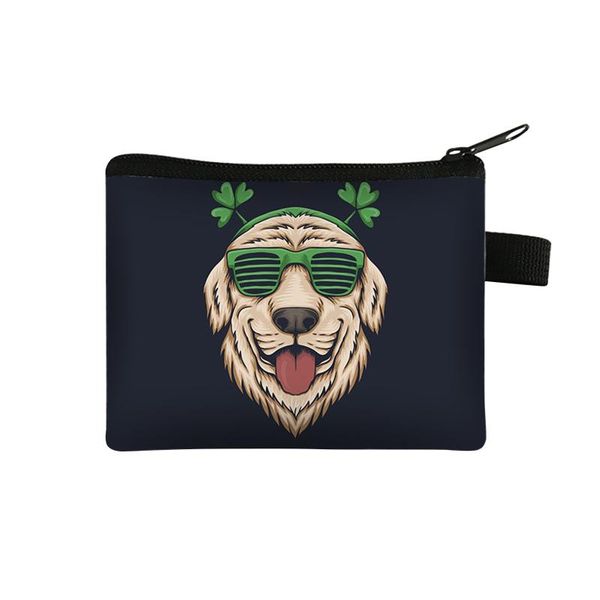 

storage bags cute dog printing waterproof purse card key case pouch portable small zipper coin holder mini square wallet bag#nd