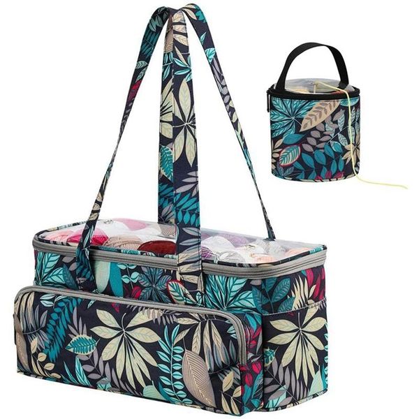 

storage bags yarn tote with mini drum, knitting bag organizer crochet for