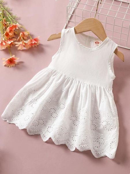 

baby girl eyelet embroidery smock dress she, Red;yellow