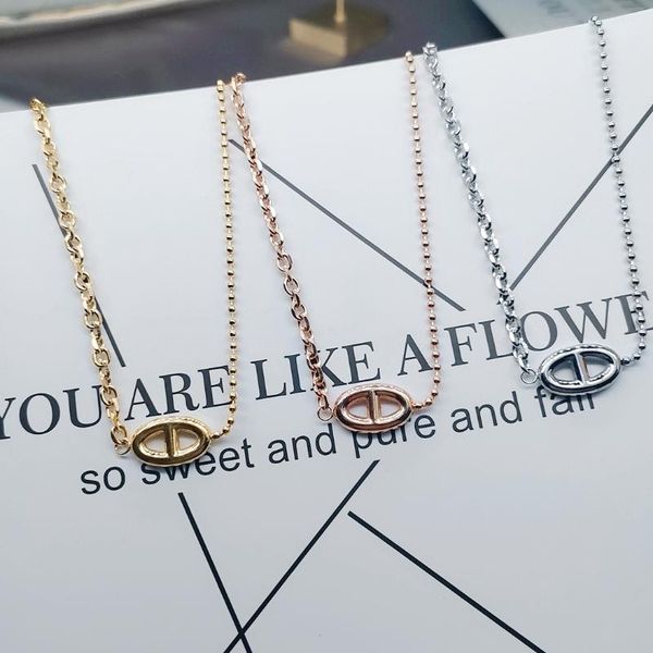 

pendant necklaces fashion necklace ins pig nose titanium steel chain for women 2021 luxury trendy jewelry wholesale, Silver