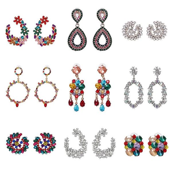 

simple rhinestone sweet drop earring for women vintage crystal statement earrings wholesale bijoux dangle & chandelier, Silver