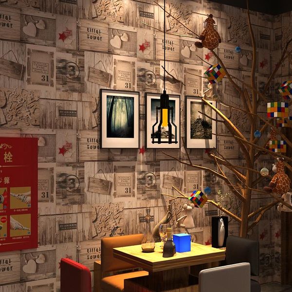 

wallpapers paysota american vintage wood board wallpaper mediterranean spaper poster living room cafe wall paper roll