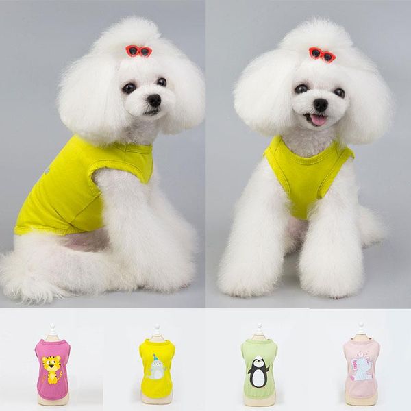

dog apparel 2021 cute vest spring summer cotton comfortable solid color with lovely printing clothing pet clothes cartoon