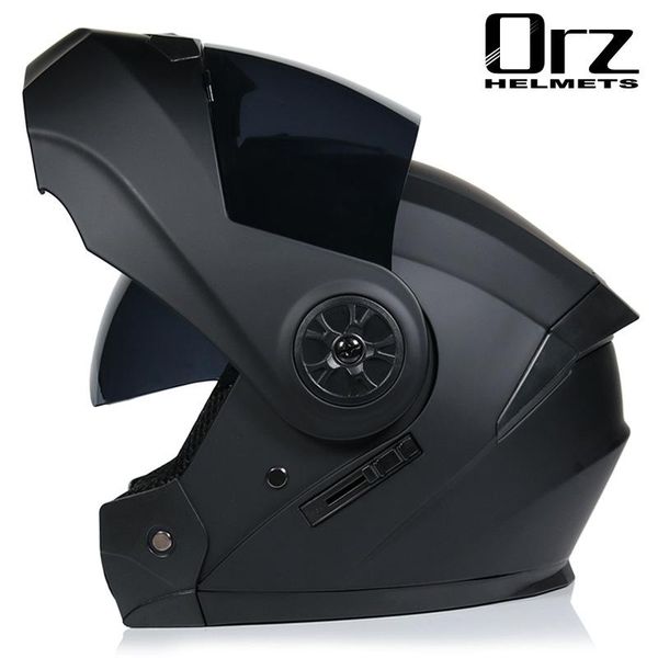 

motorcycle helmets black flip up racing motocross helmet modular dual lens full face safe casco capacete casque moto