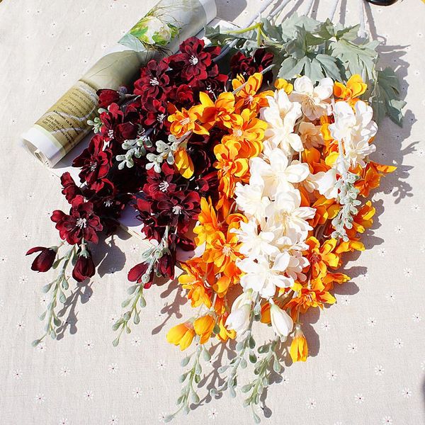 

decorative flowers & wreaths two forks flower branch houndstooth delphinium artificial fake wedding decoration set diy home display 86cm