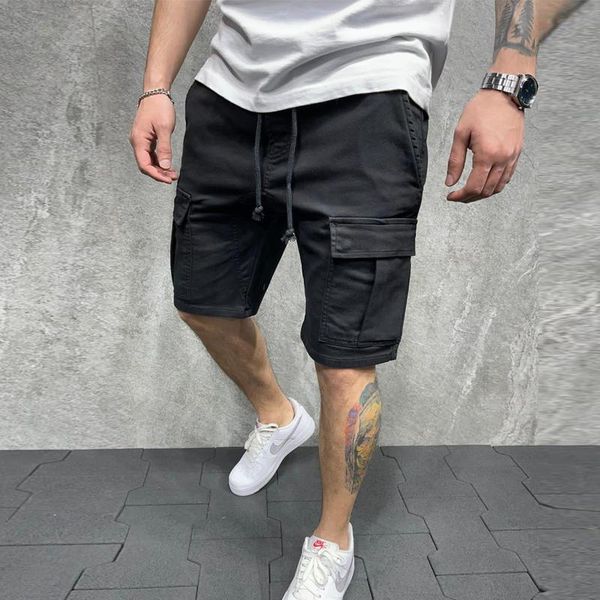 

men's shorts summer walking sports fitness multi-pocket tooling loose outdoor casual, White;black