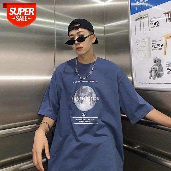 

all-match short-sleeved t-shirt loose ins hong kong style student youth print half-sleeved male stream #y581, White;black