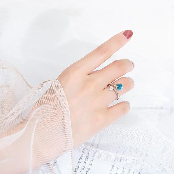 

cluster rings 925 sterling silver ring mermaid foam open ajustable women's korean-style personalized & creative fishtail birthday, Golden;silver