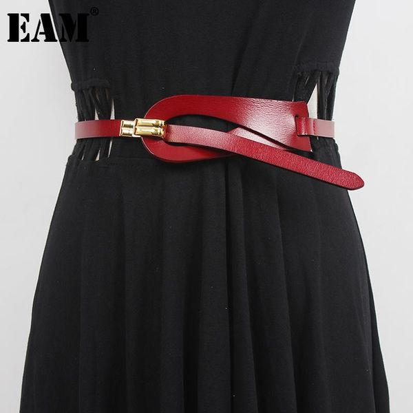 

[eam] casual buckle asymmetrical solid pu leather long belt personality women fashion all-match spring summer 2021 1dd7238 belts, Black;brown