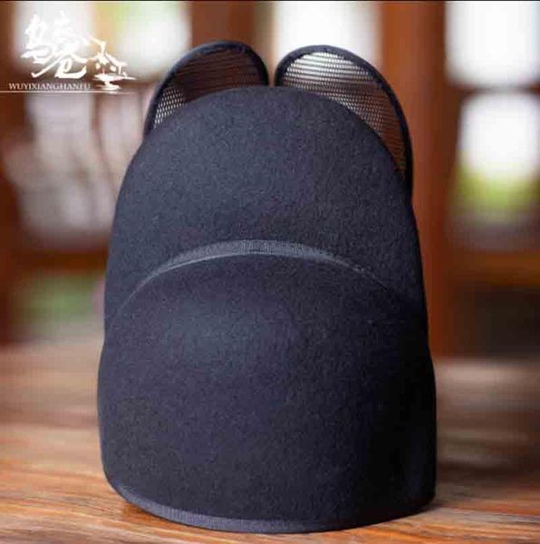 Cappello ufficiale cinese antico Hanfu Dinastia Ming di lana di garza nera da uomo per cappelli a tesa larga da uomo