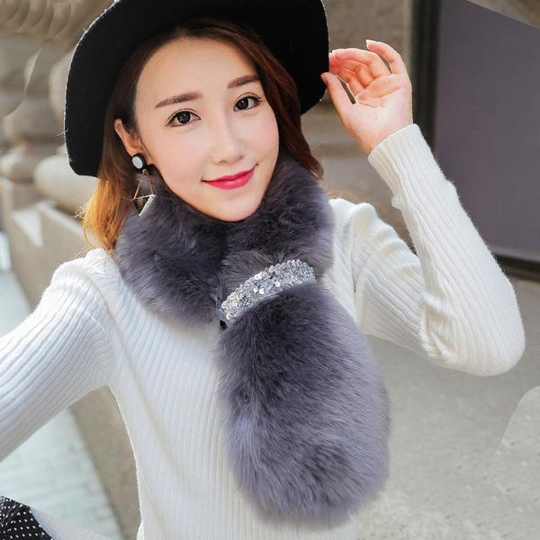 

scarves jkp real rex fur women's 2021 winter warm soft natural scarf high quality, Blue;gray