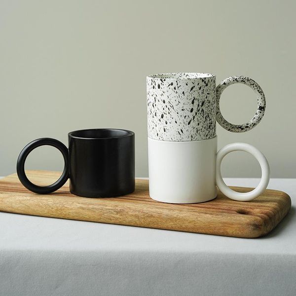 

mugs nordic with large round handle, ceramic, creative, splash, paint, present for the decoration of house, mother or