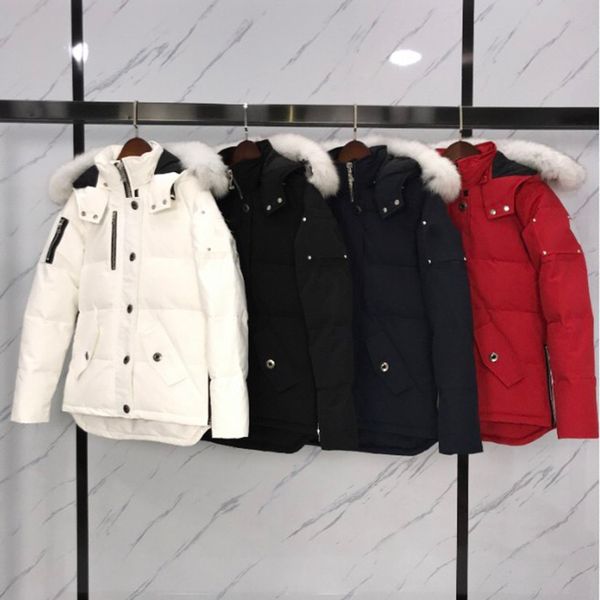 

womens winter down parka jassen chaquetas outerwear big fur fourrure manteau canada jacket expedition coat doudoune mooses knuckles, Black
