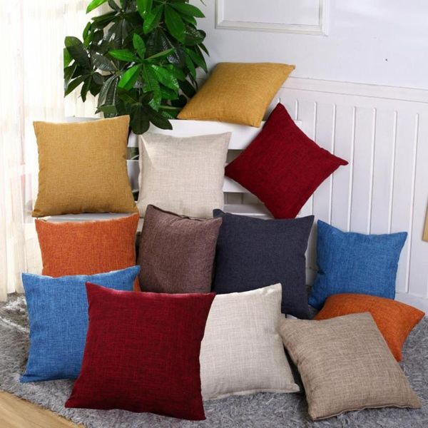 

pillow case square skin-friendly linen solid color soft sofa bed cover cushion home living room decoration