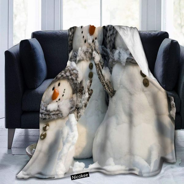 

Flannel Fleece Blanket Christmas Snowman Gift Tree Santa Throw Blankets for Bed Couch Chair and Sofa