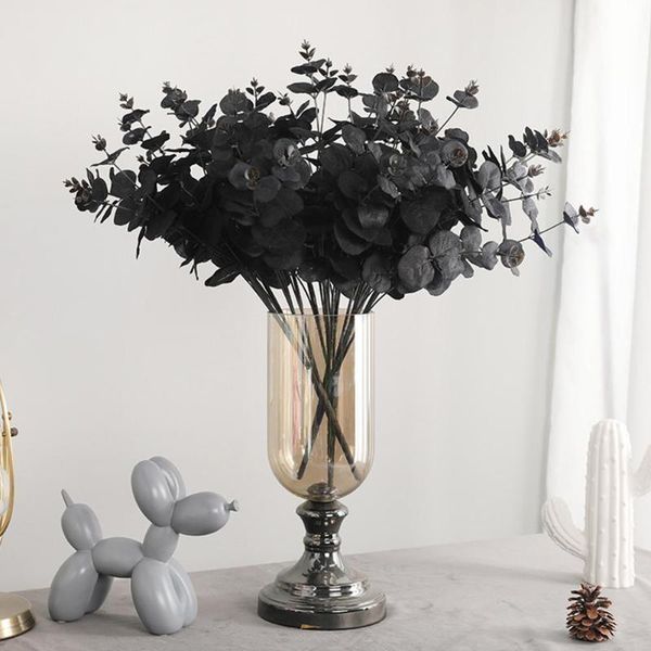 

1 pcs simulation 5 forks 20 eucalyptus leaves indoor fake flowers wall simulation plant decoration g4w8