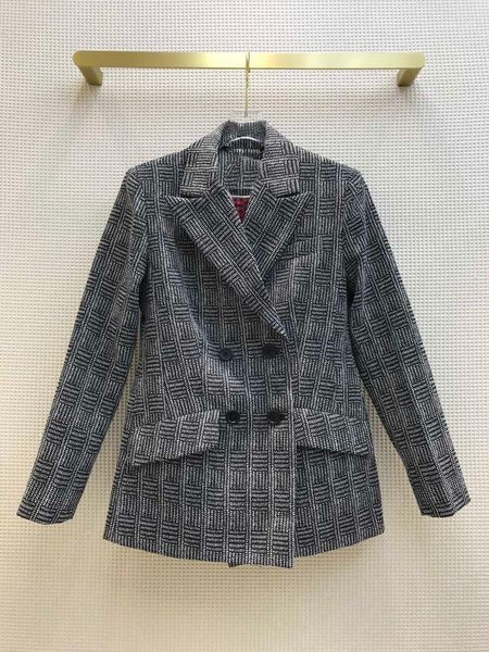 

autumn women luxury double breasted blazer jacket female casual plaid coat gdnz 11.19 women's suits & blazers, White;black