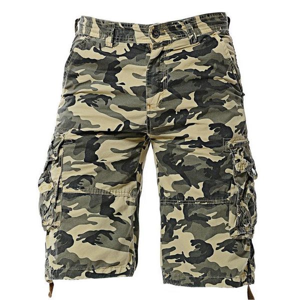 

casual men cargo shirts 2021 camouflage summer shorts cotton mens homens men's, White;black
