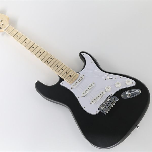 

6 string matte black electric guitar heavy relic guita with chrome hardware