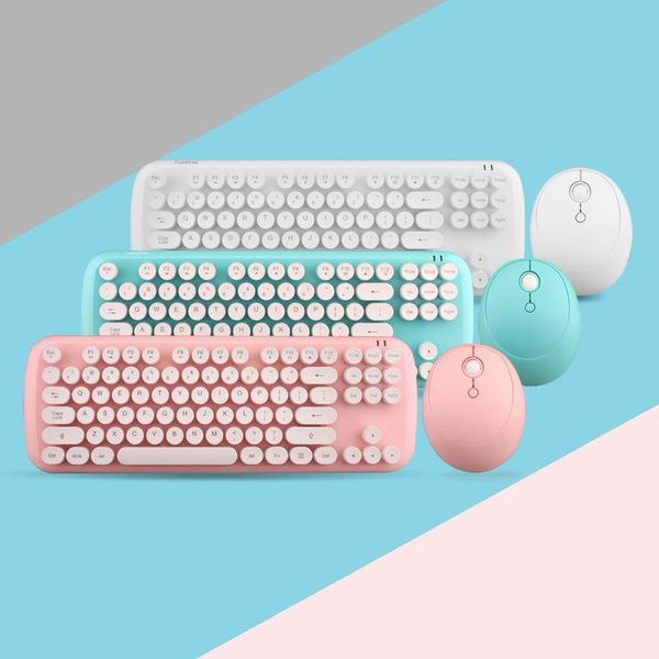 

keyboard mouse combos wireless and set girls color retro round hat desknotebook 2.4