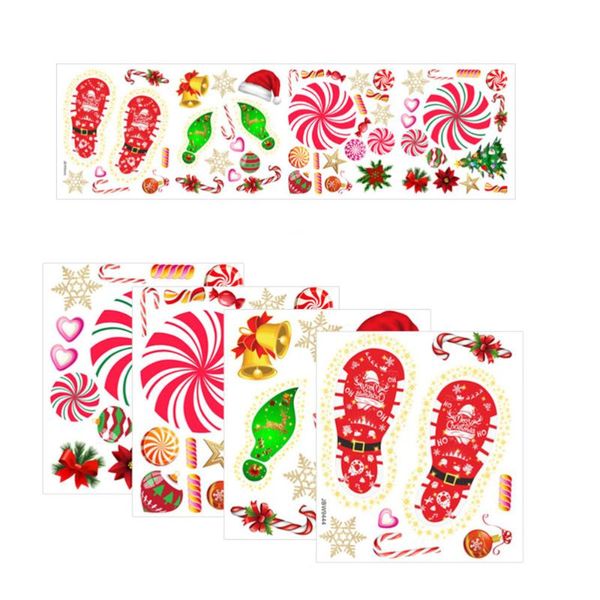 

gift wrap 5pcs santa claus footprints design sticker paster pvc wall decor