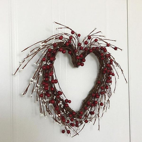 

decorative flowers & wreaths simulated handmade wreath berry big heart shaped garland rattan valentine's day wall hanging wedding decor