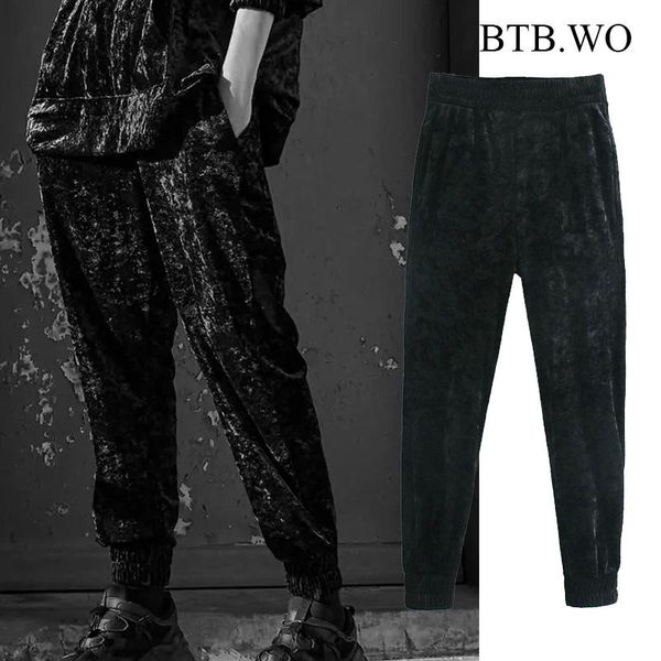 

btb.wo pants women velvet sport style pencil high street vintage waist femme trousers women's & capris, Black;white