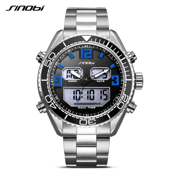 

watch men sport watches waterproof male relogio masculino digital quartz wrist led chronograph army full steel date wristwatches, Slivery;brown