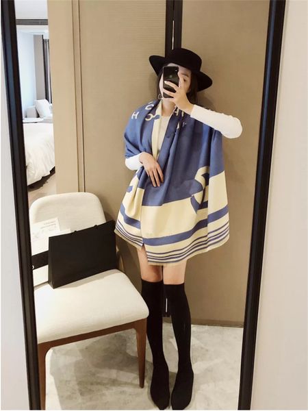 

fashion autumn and winter scarf designer men and women 4 season shawl wrap brand letter scarf size 180x70cm 5 colors optional squishy beanie, Blue;gray