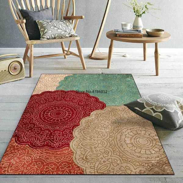 

200x300cm retro old american mandala round geometric flower living room bedroom bedside carpet floor mat customization carpets