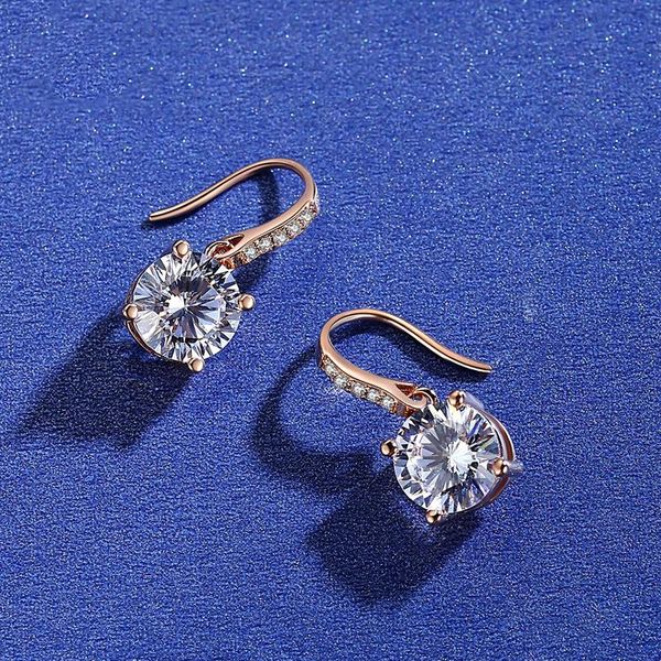 

dangle & chandelier boeycjr 925 silver 1/2ct f color moissanite vvs fine jewelry rose gold drop earrings with national certificate for women