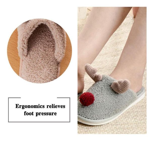 

elk home cotton shoes autumn winter women slippers shoe comfortable soft indoor bottom u5m4, Black